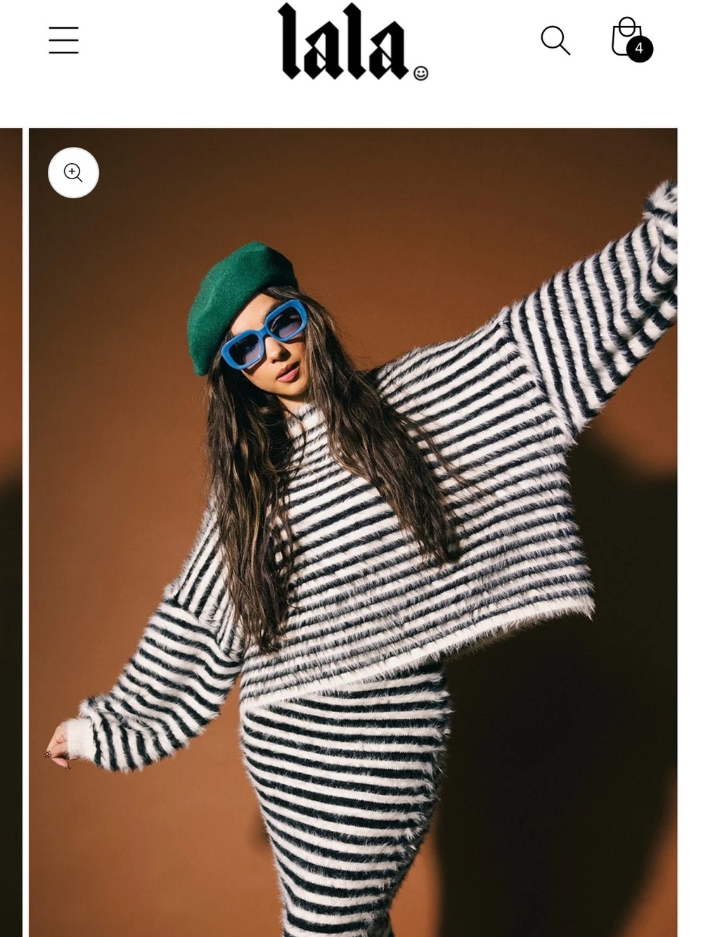 Dressed in LALA Black & White Striped Fuzzy Crew Sweater